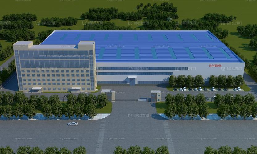 现代工业园工业厂区设备工厂办公楼门卫门卫入口闸道行道树